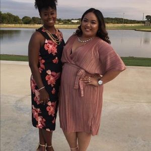 BOOHOO PLUS PINK WRAP DRESS